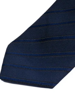 Cravattino uomo unisex cravatta slim in effetto seta con righe diagonali jacquard blu GIOSAL-CP1177A