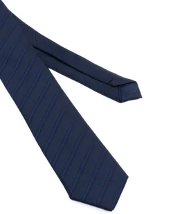 Cravattino uomo unisex cravatta slim in effetto seta con righe diagonali jacquard blu GIOSAL-CP1177A