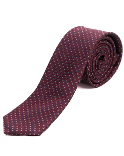 Cravattino uomo unisex cravatta elegante cerimonia microfantasia a pois floreale bordeaux GIOSAL-CP1175A