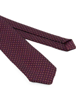 Cravattino uomo unisex cravatta elegante cerimonia microfantasia a pois floreale bordeaux GIOSAL-CP1175A