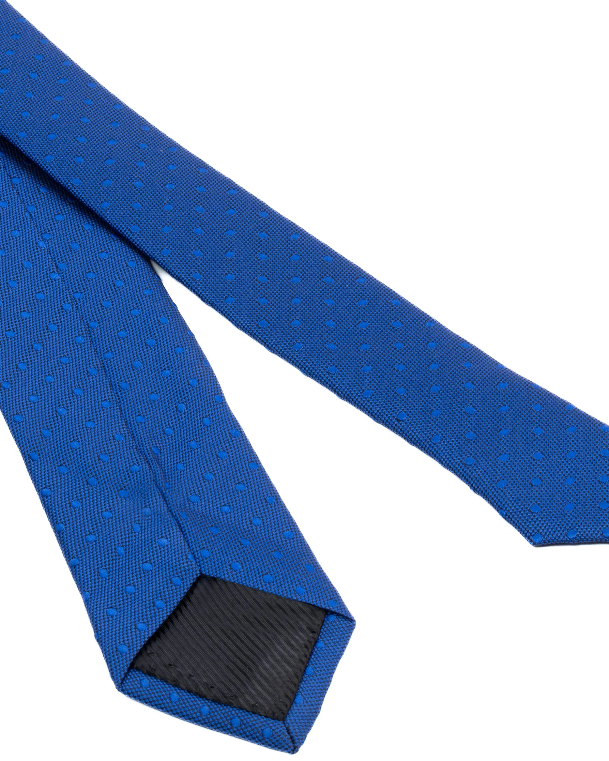 Cravattino uomo unisex cravatta slim in effetto seta con motivo pois jacquard blu royal GIOSAL-CP1174A