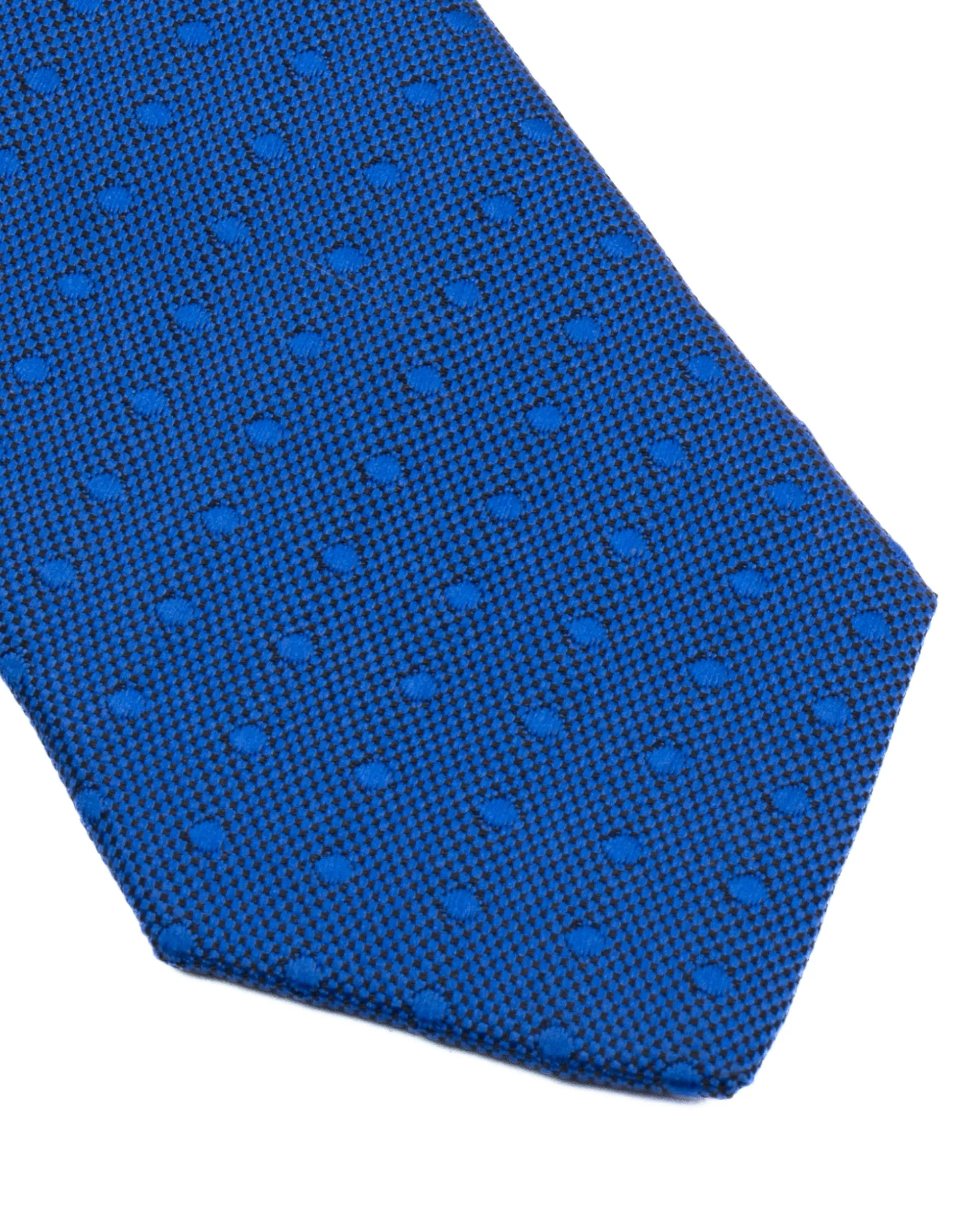 Cravattino uomo unisex cravatta slim in effetto seta con motivo pois jacquard blu royal GIOSAL-CP1174A