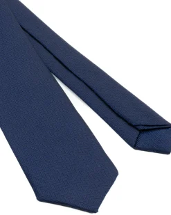 Cravattino uomo unisex cravatta elegante cerimonia microfantasia a spina di pesce blu GIOSAL-CP1173A