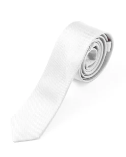 Cravattino uomo unisex cravatta pala media elegante cerimonia casual basic raso diagonale bianco GIOSAL-CP1165A