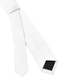 Cravattino uomo unisex cravatta pala media elegante cerimonia casual basic raso diagonale bianco GIOSAL-CP1165A