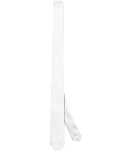 Cravattino uomo unisex cravatta pala media elegante cerimonia casual basic raso diagonale bianco GIOSAL-CP1165A