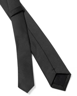 Cravattino uomo unisex cravatta pala media elegante cerimonia casual basic raso diagonale nero GIOSAL-CP1160A