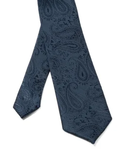 Cravattino Uomo Unisex Cravatta Pala Media Elegante Cerimonia Casual Fantasia Damascata Jacquard Blu Scuro GIOSAL-CP1150A