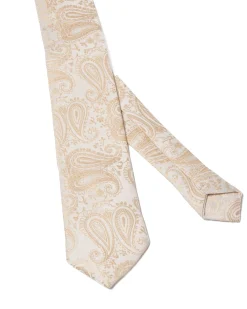 Cravattino Uomo Unisex Cravatta Pala Media Elegante Cerimonia Casual Fantasia Damascata Jacquard Beige GIOSAL-CP1149A