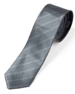Cravattino Uomo Unisex Cravatta Pala Media Elegante Cerimonia Casual Basic Quadretti Rigata Grigio GIOSAL-CP1145A