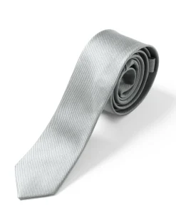 Cravattino Uomo Unisex Cravatta Pala Media Elegante Cerimonia Casual Basic Raso Diagonale Grigio Chiaro GIOSAL-CP1141A