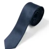 Cravattino Uomo Unisex Cravatta Pala Media Elegante Cerimonia Casual Basic Raso Diagonale Blu Scuro GIOSAL-CP1139A