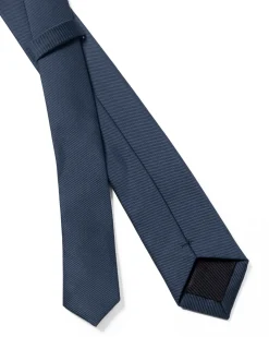 Cravattino Uomo Unisex Cravatta Pala Media Elegante Cerimonia Casual Basic Raso Diagonale Blu Scuro GIOSAL-CP1139A