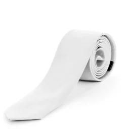 Cravattino uomo unisex cravatta sottile elegante cerimonia casual basic raso bianco GIOSAL-CP1044A