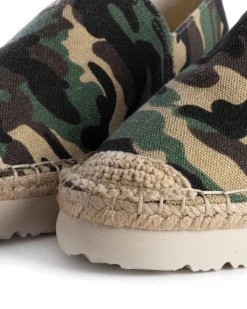 Espadrillas Scarpe Uomo Unisex Tela Estive Mare Fantasia Militare Mimetica Cotone Comode Leggere Verde GIOSAL-S1249A