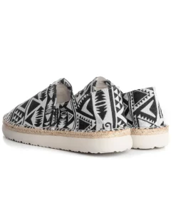 Espadrillas Scarpe Uomo Unisex Tela Estive Mare Fantasia Etnica Azteca Cotone Comode Leggere Nero GIOSAL-S1246A