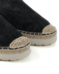Espadrillas Scarpe Uomo Unisex Tela Estive Mare Cotone Comode Leggere Tinta Unita Nero GIOSAL-S1280A