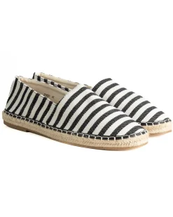 Espadrillas scarpe uomo unisex tela estive mare rigate nero GIOSAL-S1304A