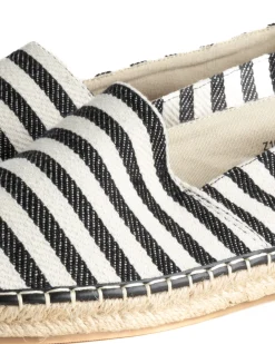 Espadrillas scarpe uomo unisex tela estive mare rigate nero GIOSAL-S1304A