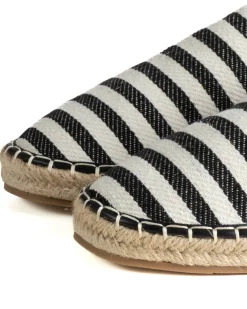 Espadrillas scarpe uomo unisex tela estive mare rigate nero GIOSAL-S1304A