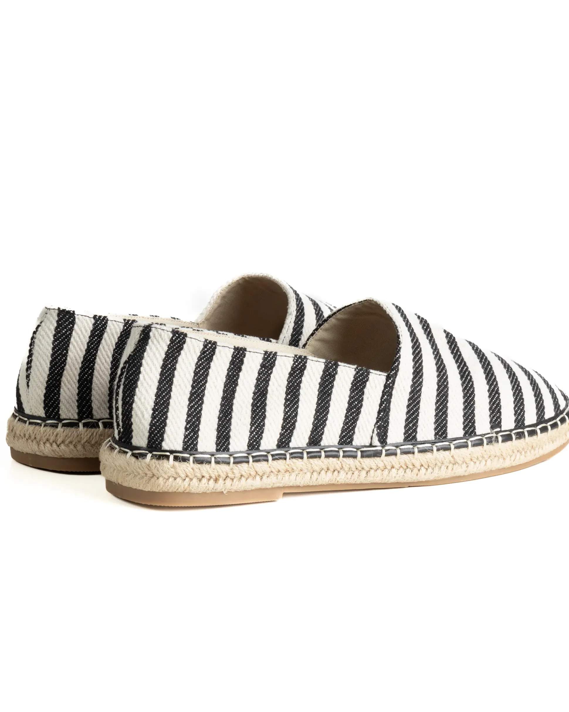 Espadrillas scarpe uomo unisex tela estive mare rigate nero GIOSAL-S1304A