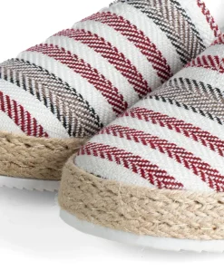 Espadrillas scarpe uomo unisex tela estive mare doppia riga rosso GIOSAL-S1307A