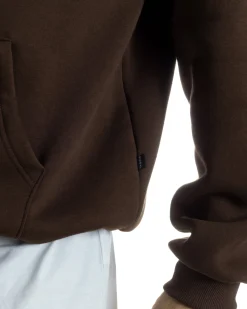 Felpa Boxy Fit Cappuccio E Zip Basic Felpata Marrone F3064A
