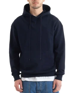 Felpa Con Cappuccio Uomo Basic Tinta Unita Blu Comoda Relaxed Fit Cotone GIOSAL-F2976A