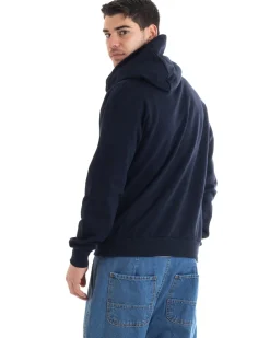 Felpa Con Cappuccio Uomo Basic Tinta Unita Blu Comoda Relaxed Fit Cotone GIOSAL-F2976A