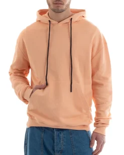 Felpa Con Cappuccio Uomo Basic Tinta Unita Pesca Comoda Relaxed Fit Cotone GIOSAL-F2977A