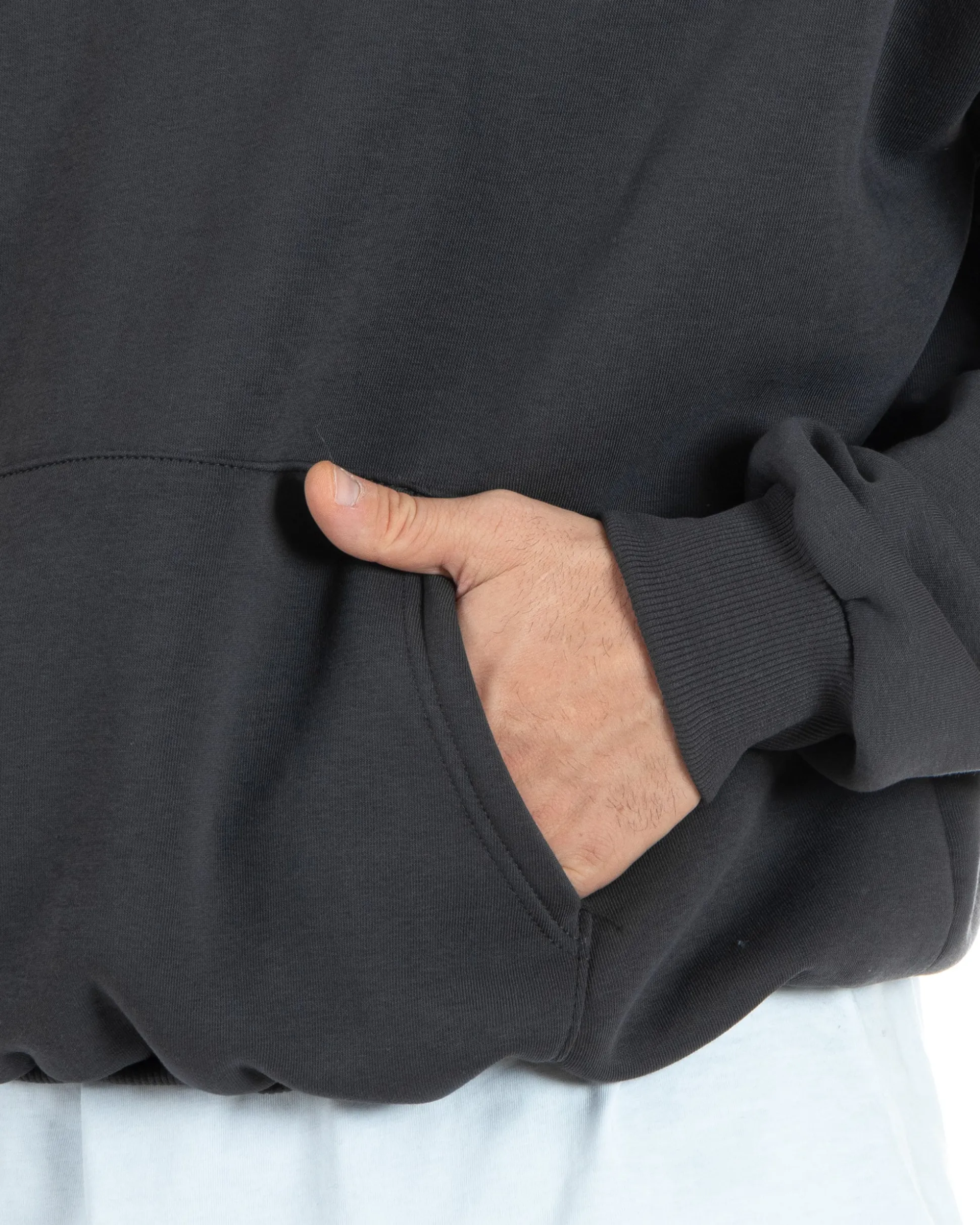 Felpa Con Cappuccio Uomo Boxy Fit Basic Felpata Comoda Piombo F2995A