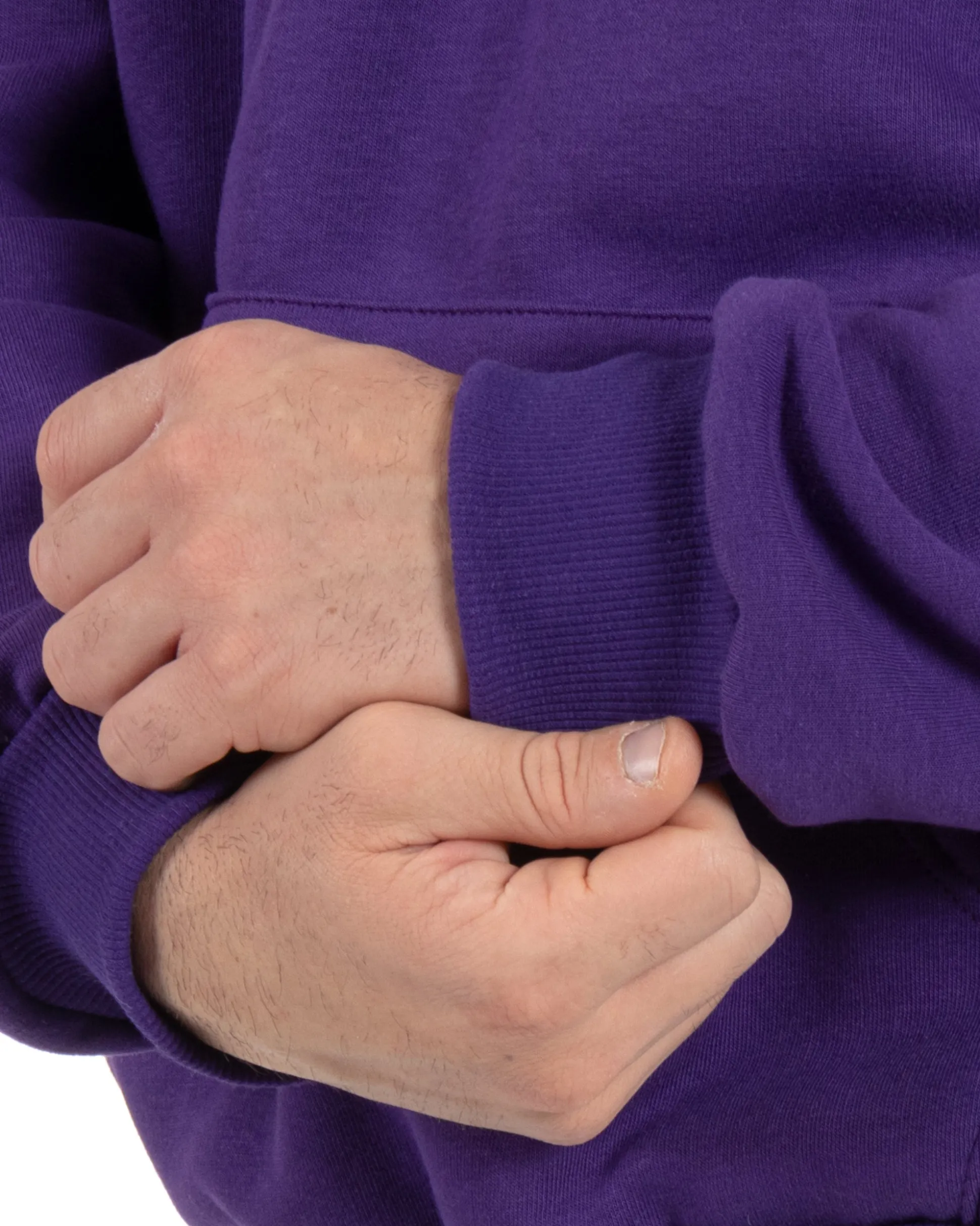 Felpa Con Cappuccio Uomo Boxy Fit Basic Felpata Comoda Viola F2997A