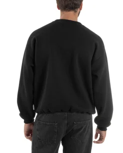 Felpa Girocollo Hoodie Boxy Fit Basic Felpata Nero F3055A