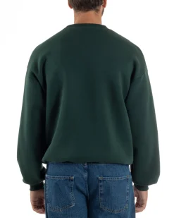Felpa Girocollo Hoodie Boxy Fit Basic Felpata Verde F3057A