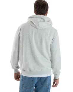 Felpa Uomo Cappuccio Zip Marsupio Stampa Regular Fit Basic Grigio Chiaro ICON ICUF2W6F007