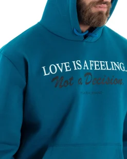 Felpa Uomo Con Cappuccio E Tascone Stampa Oversize Basic Cotone Felpato Comodo Ottanio GIOSAL-F3027A