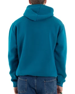 Felpa Uomo Con Cappuccio E Tascone Stampa Oversize Basic Cotone Felpato Comodo Ottanio GIOSAL-F3027A