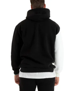 Felpa Uomo Con Cappuccio Maglia Felpata Basic Tinta Unita Bicolore Nero Regular Fit GIOSAL-F2999A