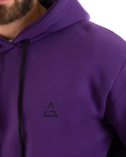 Felpa Uomo Con Cappuccio Maglia Felpata Basic Tinta Unita Bicolore Viola Regular Fit GIOSAL-F3012A