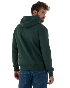 Felpa Uomo Con Cappuccio Zip Basic Tinta Unita Verde BERNA M252018