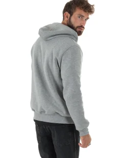 Felpa Uomo Con Cappuccio Zip Basic Tinta Unita Grigio BERNA M252018