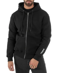Felpa Uomo Con Cappuccio Zip Basic Tinta Unita Nero BERNA M252018