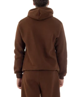 Felpa Uomo Hoodie Con Cappuccio Logo Felpata Comoda Marrone Berna M-252019