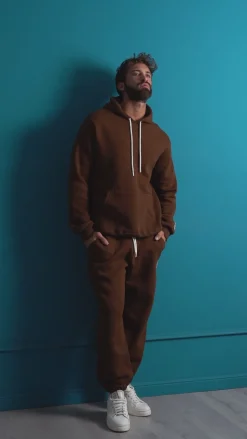 Felpa Uomo Hoodie Con Cappuccio Logo Felpata Comoda Grigio Berna M-252019