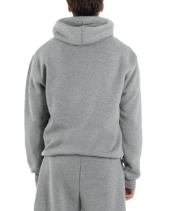 Felpa Uomo Hoodie Con Cappuccio Logo Felpata Comoda Grigio Berna M-252019