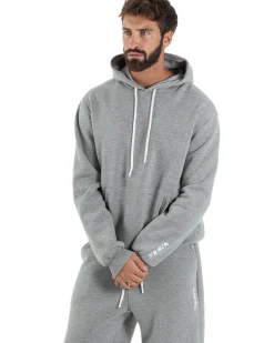 Felpa Uomo Hoodie Con Cappuccio Logo Felpata Comoda Grigio Berna M-252019