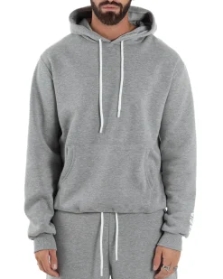Felpa Uomo Hoodie Con Cappuccio Logo Felpata Comoda Grigio Berna M-252019