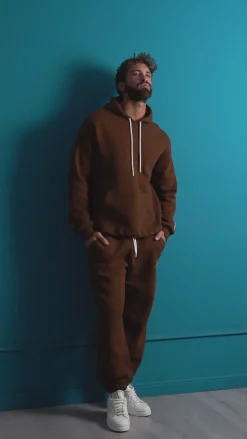 Felpa Uomo Hoodie Con Cappuccio Logo Felpata Comoda Nero Berna M-252019