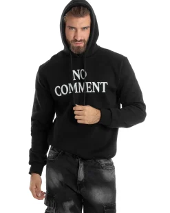 Felpa Uomo PolyCotton Con Cappuccio Maglia Calda Con Stampa Nero GIOSAL-F3037A