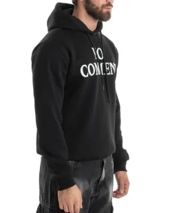 Felpa Uomo PolyCotton Con Cappuccio Maglia Calda Con Stampa Nero GIOSAL-F3037A